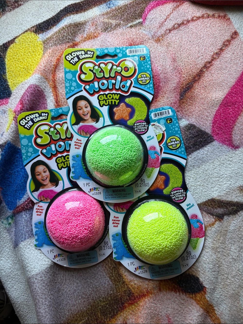 Styro World Glow Putty - Neon Pink, Lime, Yellow - bundle of three